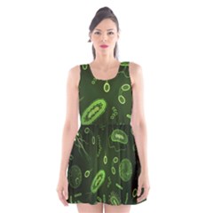 Bacteria Virus Seamless Pattern Inversion Scoop Neck Skater Dress