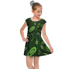 Bacteria Virus Seamless Pattern Inversion Kids  Cap Sleeve Dress by Ravend