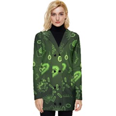 Bacteria Virus Seamless Pattern Inversion Button Up Hooded Coat  by Ravend