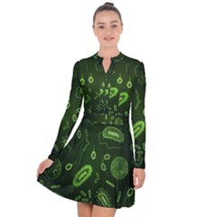 Bacteria Virus Seamless Pattern Inversion Long Sleeve Panel Dress