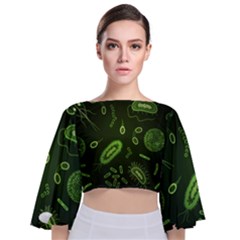 Bacteria Virus Seamless Pattern Inversion Tie Back Butterfly Sleeve Chiffon Top by Ravend