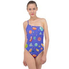 Virus Seamless Pattern Classic One Shoulder Swimsuit