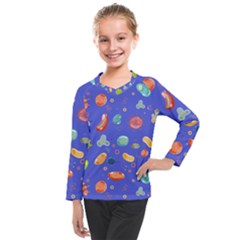 Virus Seamless Pattern Kids  Long Mesh T-shirt