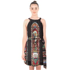 Photos Chartres Notre Dame Halter Collar Waist Tie Chiffon Dress by Bedest