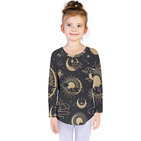 Star Colorful Christmas Abstract Kids  Long Sleeve T-shirt by Apen