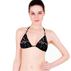 Embroidery Trend Floral Pattern Small Branches Herb Rose Classic Bikini Top by Apen