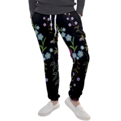 Embroidery Trend Floral Pattern Small Branches Herb Rose Men s Jogger Sweatpants by Apen