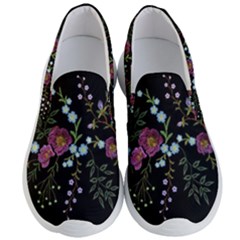 Embroidery Trend Floral Pattern Small Branches Herb Rose Men s Lightweight Slip Ons by Apen