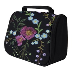 Embroidery Trend Floral Pattern Small Branches Herb Rose Full Print Travel Pouch (small)