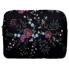 Embroidery Trend Floral Pattern Small Branches Herb Rose Make Up Pouch (Large)