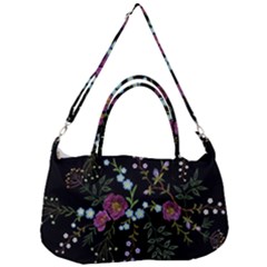 Embroidery Trend Floral Pattern Small Branches Herb Rose Removable Strap Handbag by Apen