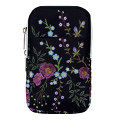 Embroidery Trend Floral Pattern Small Branches Herb Rose Waist Pouch (large) by Apen