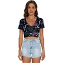 Embroidery Trend Floral Pattern Small Branches Herb Rose V-Neck Crop Top View1