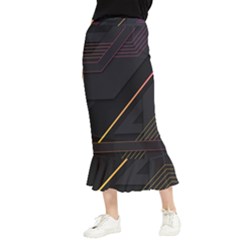 Gradient Geometric Shapes Dark Background Maxi Fishtail Chiffon Skirt by Apen