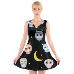 Cute Art Print Pattern V-neck Sleeveless Dress by Apen