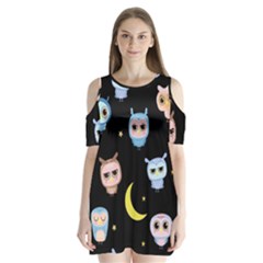 Cute Art Print Pattern Shoulder Cutout Velvet One Piece