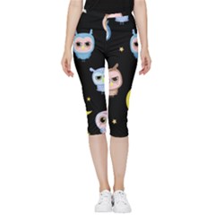 Cute Art Print Pattern Inside Out Lightweight Velour Capri Leggings 