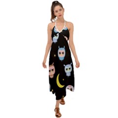 Cute Art Print Pattern Halter Tie Back Dress  by Apen