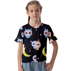 Cute Art Print Pattern Kids  Cuff Sleeve Scrunch Bottom T-shirt