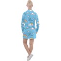 Seamless Pattern Vector Owl Cartoon With Bugs Women s Long Sleeve Casual Dress View2