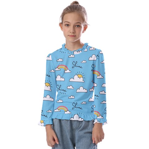 Sky Pattern Kids  Frill Detail T-shirt by Apen