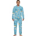 Seamless Pattern Vector Owl Cartoon With Bugs Men s Long Sleeve Velvet Pocket Pajamas Set View1