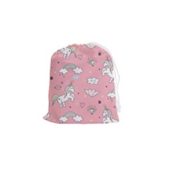 Cute Unicorn Seamless Pattern Drawstring Pouch (small) by Apen