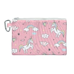 Cute Unicorn Seamless Pattern Canvas Cosmetic Bag (large)