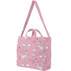 Cute Unicorn Seamless Pattern Square Shoulder Tote Bag by Apen