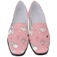 Cute Unicorn Seamless Pattern Women s Classic Loafer Heels