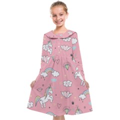 Cute Unicorn Seamless Pattern Kids  Midi Sailor Dress by Apen