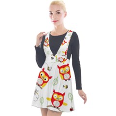 Seamless Pattern Vector Owl Cartoon With Bugs Plunge Pinafore Velour Dress