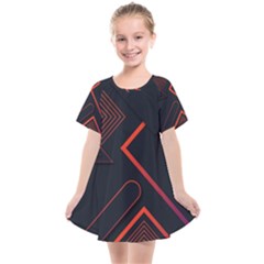 Gradient Geometric Shapes Dark Background Design Kids  Smock Dress