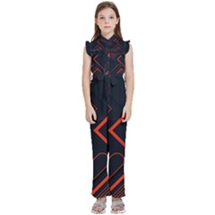 Gradient Geometric Shapes Dark Background Design Kids  Sleeveless Ruffle Edge Band Collar Chiffon One Piece by Apen