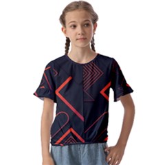 Gradient Geometric Shapes Dark Background Design Kids  Cuff Sleeve Scrunch Bottom T-shirt