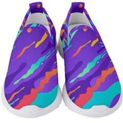 Multicolored Abstract Background Kids  Slip On Sneakers