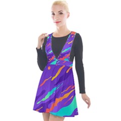 Multicolored Abstract Background Plunge Pinafore Velour Dress by Apen