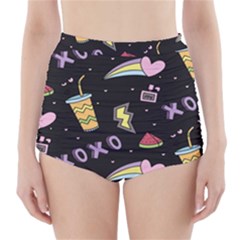 Cute Girl Things Seamless Background High-waisted Bikini Bottoms