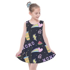 Cute Girl Things Seamless Background Kids  Summer Dress by Apen