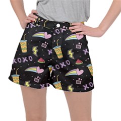 Cute Girl Things Seamless Background Women s Ripstop Shorts