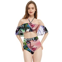 Love Quotes Design Halter Flowy Bikini Set  by TShirt44