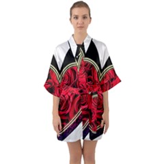 Love Design Half Sleeve Satin Kimono  by TShirt44