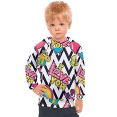 Vector Romantic Love Seamless Pattern Kids  Hooded Pullover