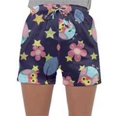 Owl Stars Pattern Background Sleepwear Shorts