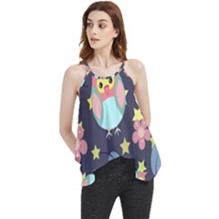 Owl Stars Pattern Background Flowy Camisole Tank Top by Apen