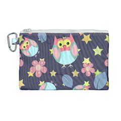 Owl Stars Pattern Background Canvas Cosmetic Bag (large)