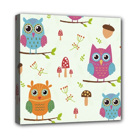 Forest Seamless Pattern With Cute Owls Mini Canvas 8  X 8  (stretched)