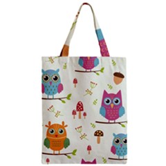 Forest Seamless Pattern With Cute Owls Zipper Classic Tote Bag by Apen