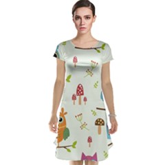 Forest Seamless Pattern With Cute Owls Cap Sleeve Nightdress by Apen