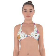 Forest Seamless Pattern With Cute Owls Halter Neck Bikini Top by Apen